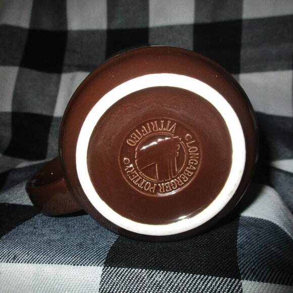 2 Longaberger Pottery Woven Traditions Chocolate Brown Mocha Coffee 12oz M… - Picture 3 of 4